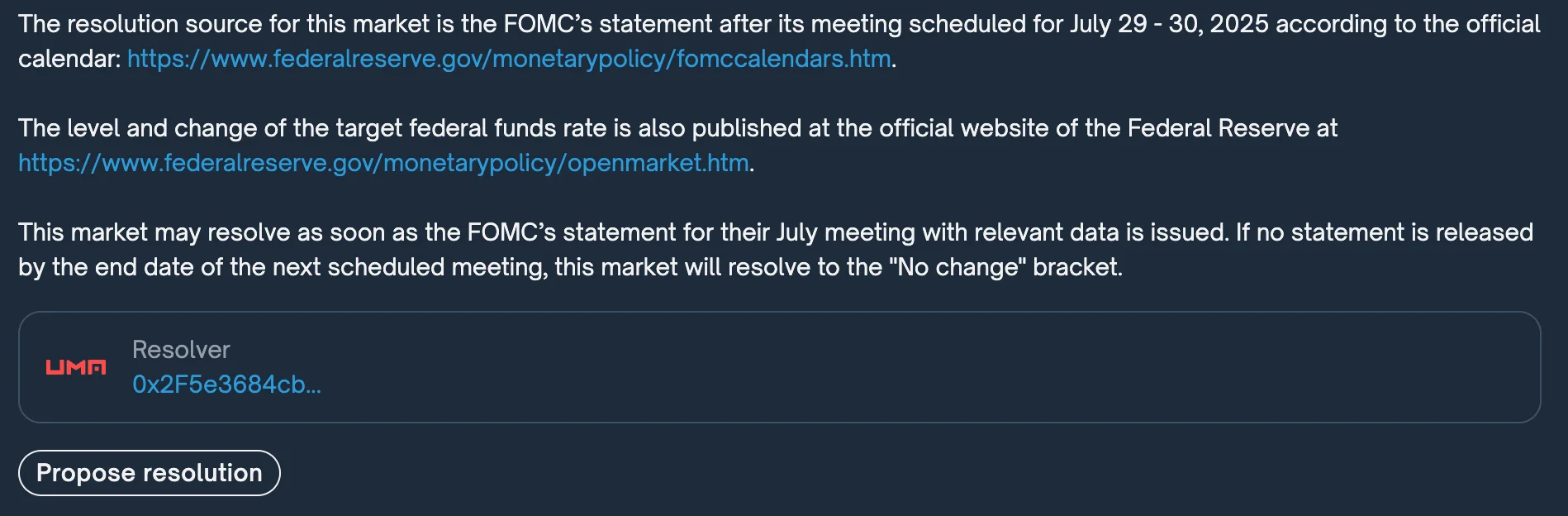 The market description from Polymarket