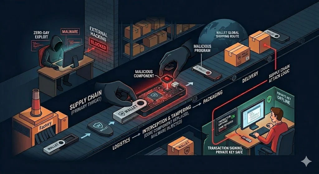 Security Blind Spots of Hardware Wallets: Analyzing the Covert Threat of Supply Chain Attacks