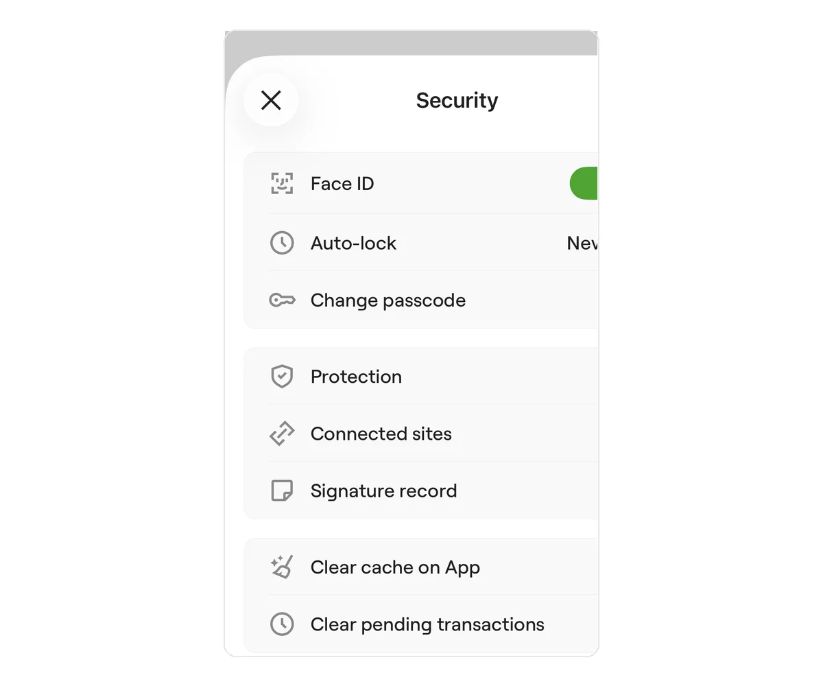 OneKey English security settings on iPhone