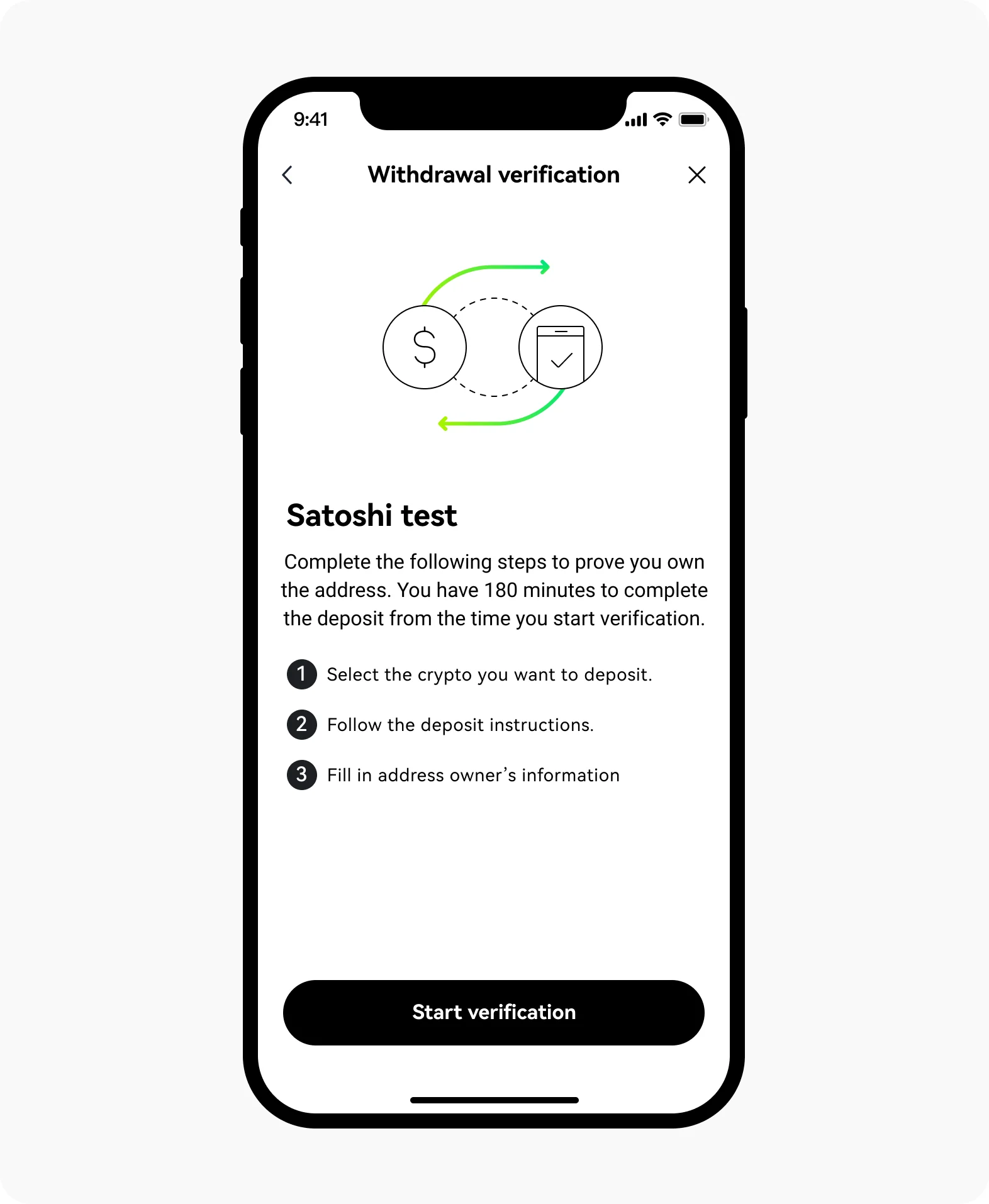 Example of the Satoshi test countdown on OKX